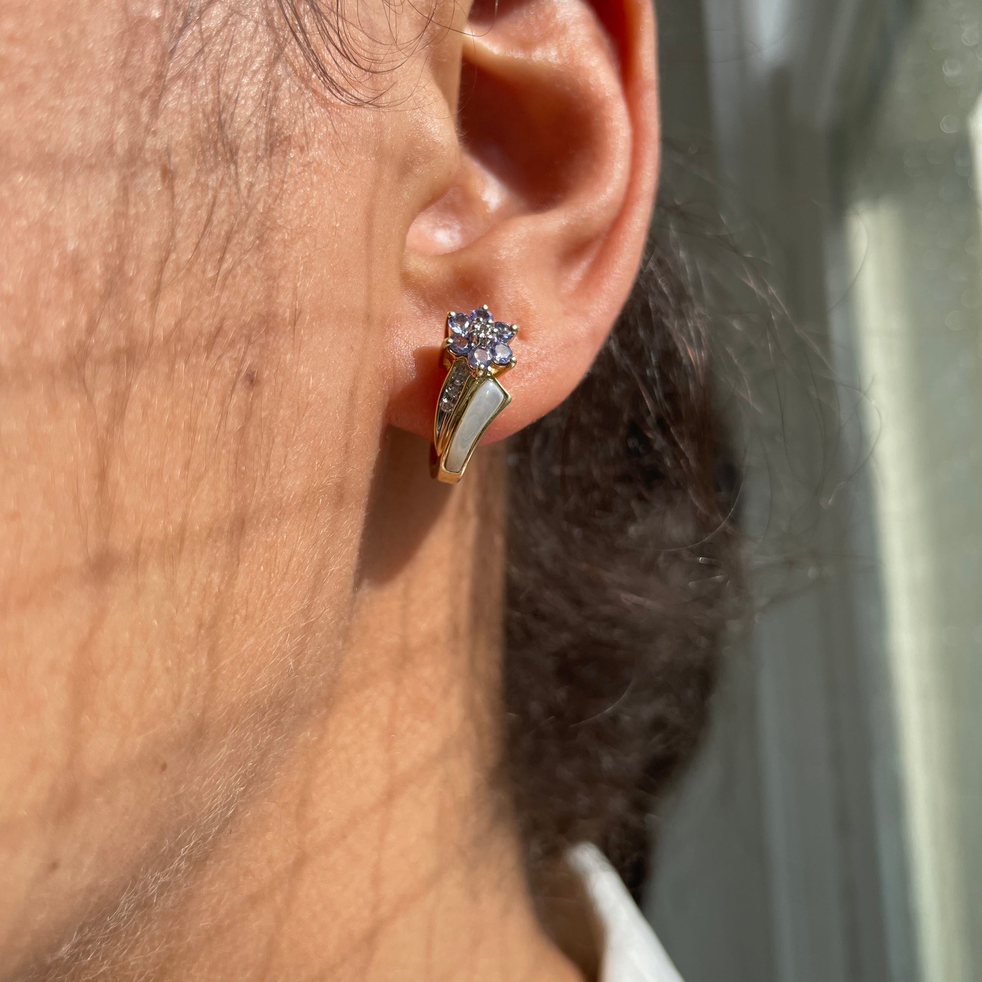 Tanzanite & Diamond Huggie Earrings | 0.36ctw, 0.06ctw |