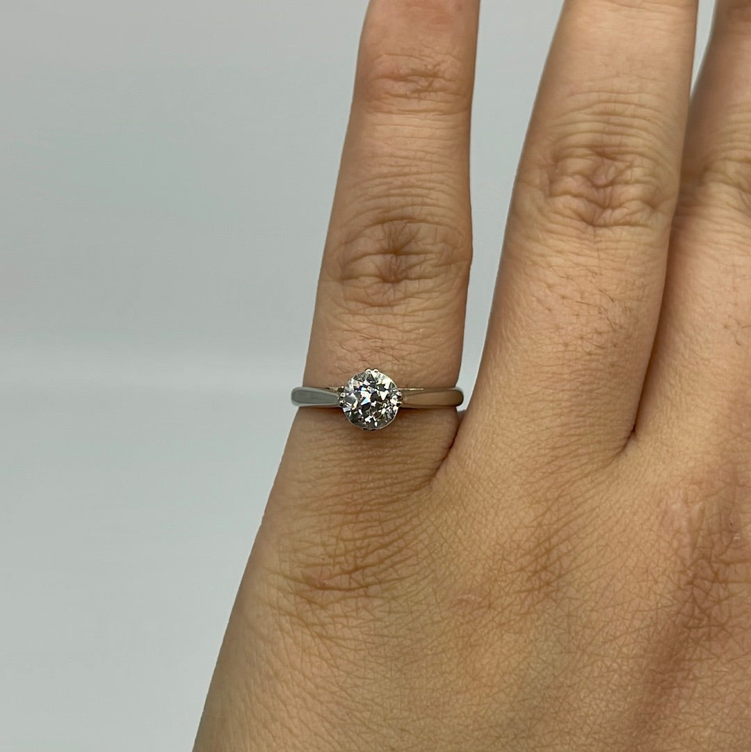 Early Retro Era Old European Cut Solitaire Engagement Ring | 0.95ct SI1/2 H/1 |  SZ 7.5 |