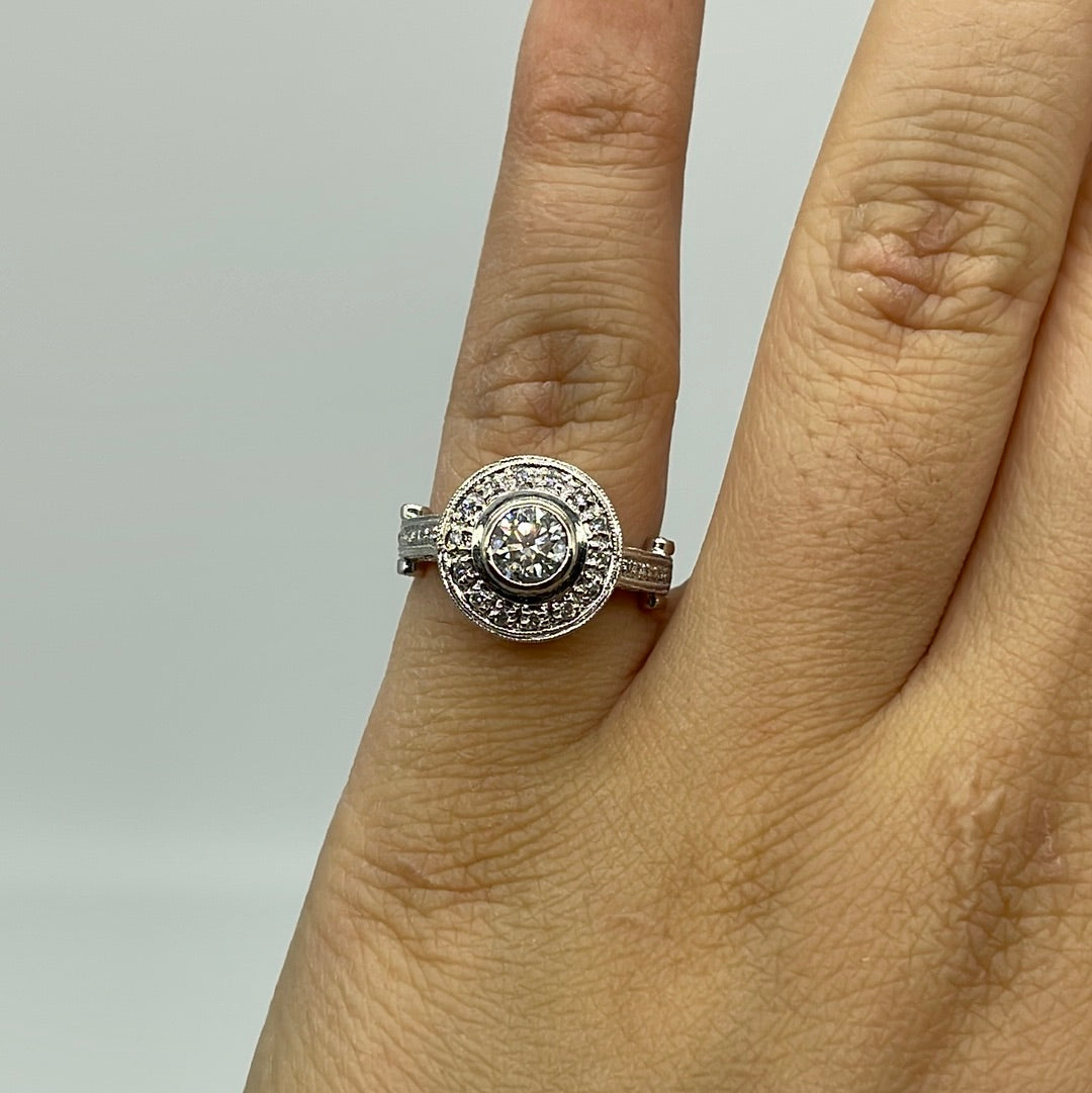 Bezel Set Milgrain Detailed Engagement Ring | 1.10 ctw, SZ 6.25 |