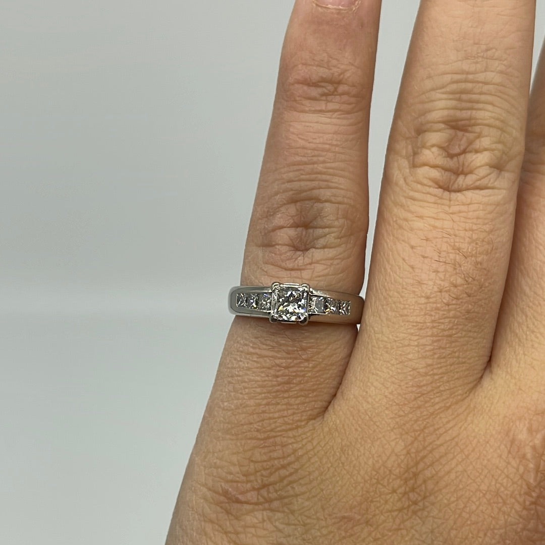 Wide Band Princess Cut Engagement Ring | 1.02 ctw, SZ 6 |