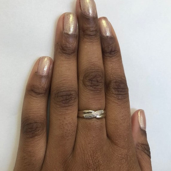 Pave Diamond Crossover Ring | 0.03ctw | SZ 9.25 |