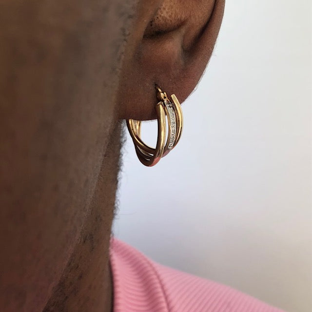 Twisted Two Tone Diamond Hoop Earrings | 0.05ctw |
