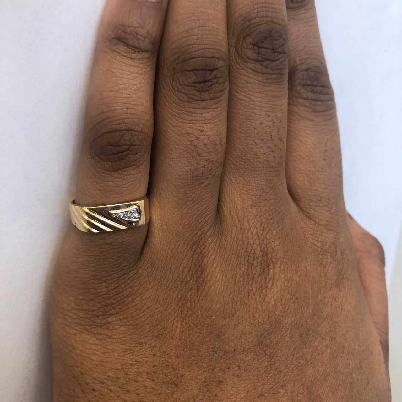 Diamond Textured Flat Edge Ring | 0.03ctw | SZ 7.75 |