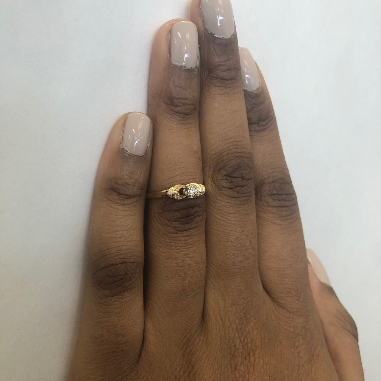 Bague solitaire diamant ajouré | 0,06 ct | Taille 7 | 
