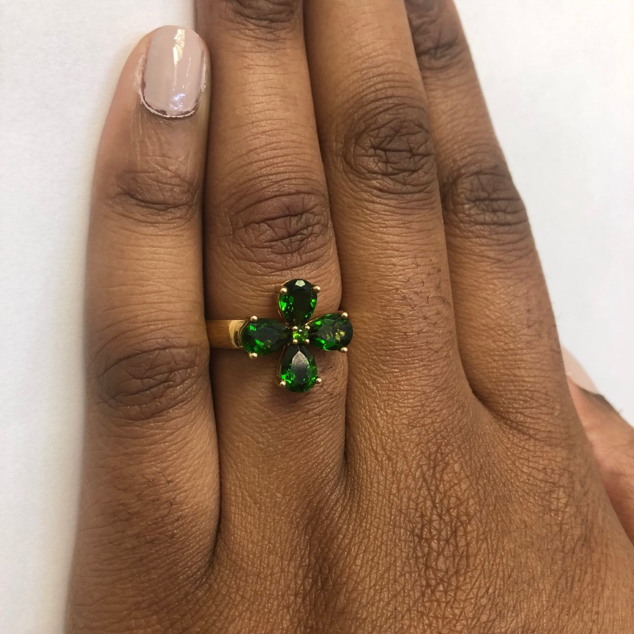 Bague trèfle en diopside chromé | 3,00 ct | Taille 9 | 