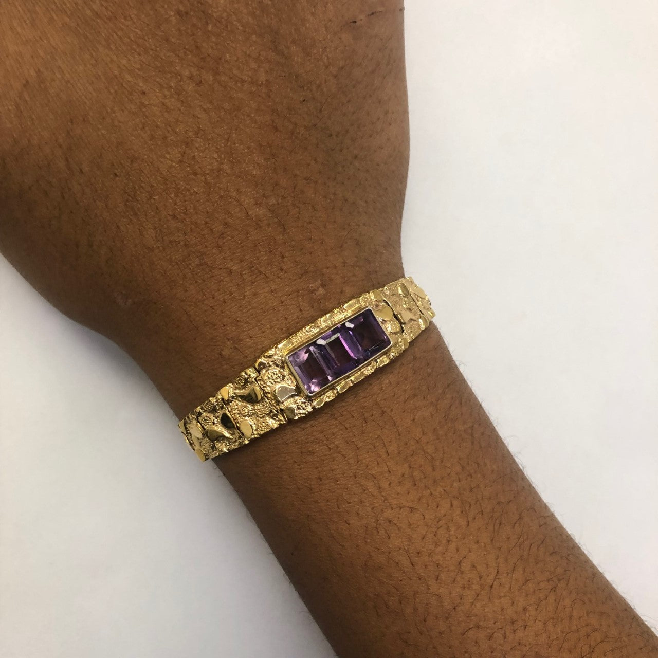 Textured Link Amethyst Bracelet | 6.00ctw | 7.5" |