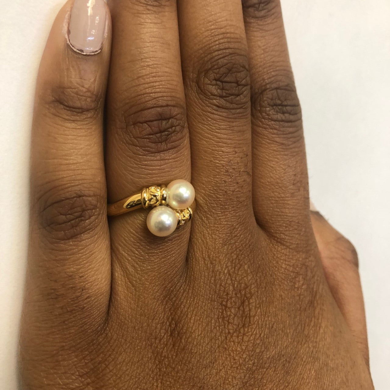 Textured Bypass Pearl Ring | 5.24ctw | SZ 8 |