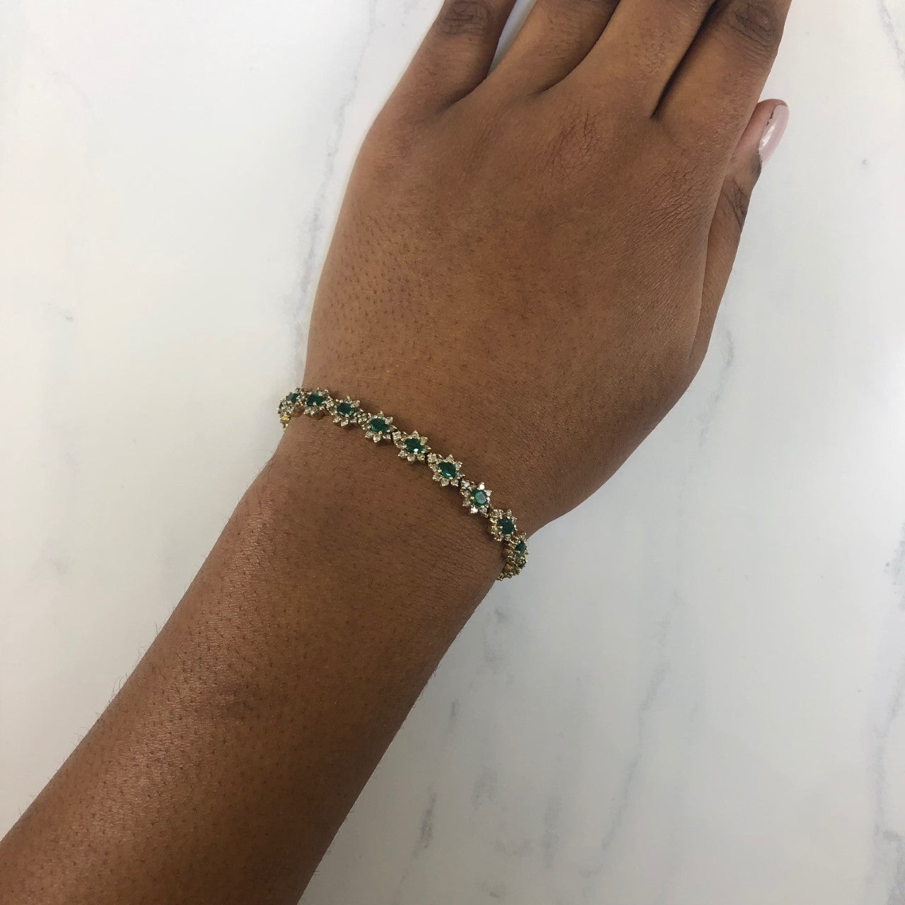Emerald & Diamond Tennis Bracelet | 2.94ctw, 3.78ctw | 7.5