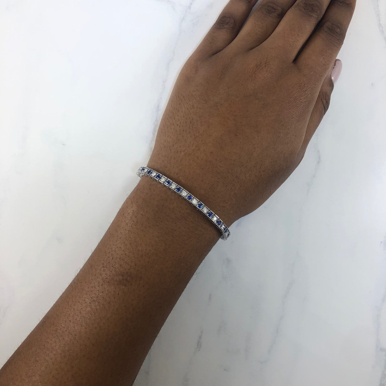 Sapphire & Diamond Tennis Bracelet | 1.95ctw, 1.85ctw | 7.5" |