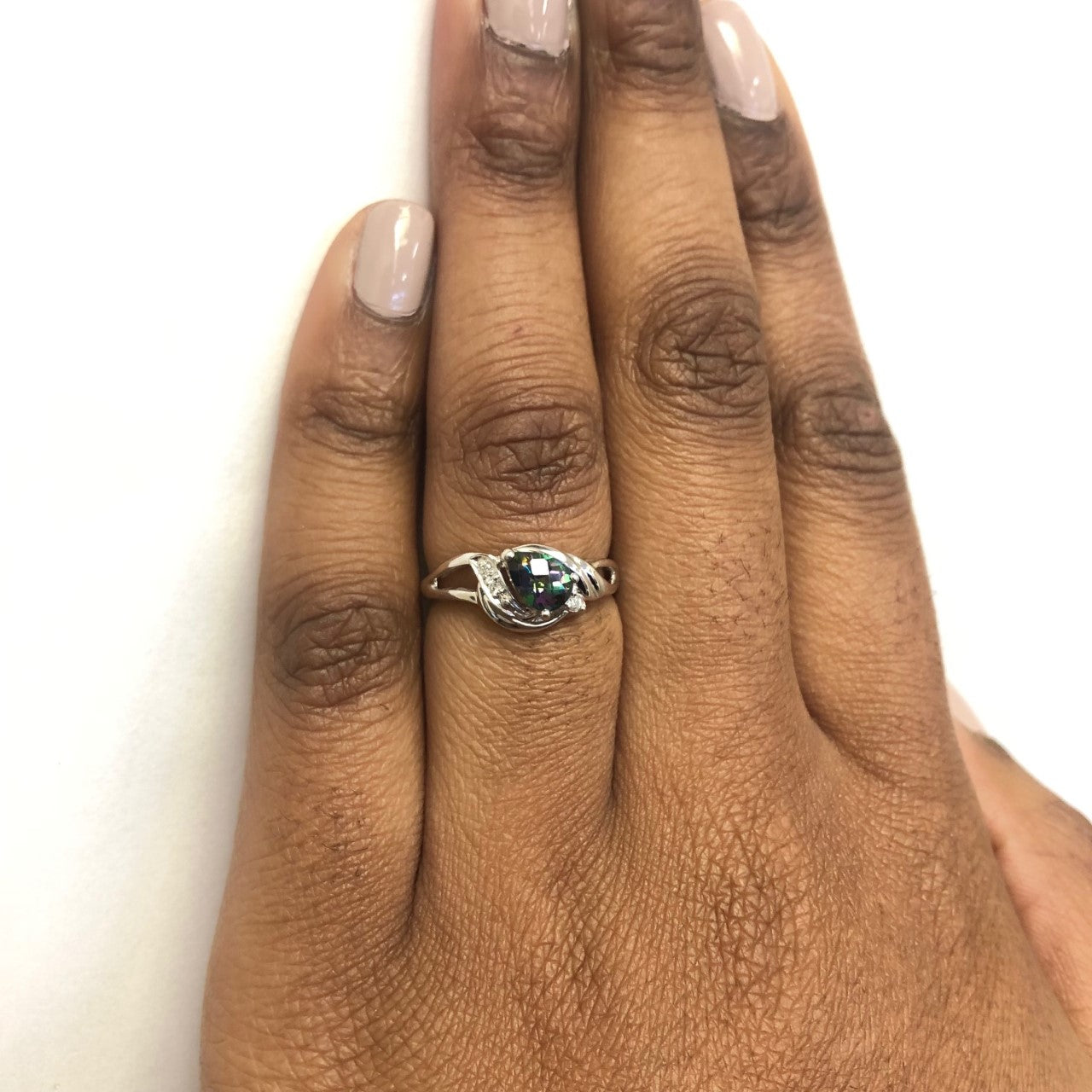 Mystic Topaz & Diamond Bypass Ring | 0.72ct, 0.03ctw | SZ 7.75 |
