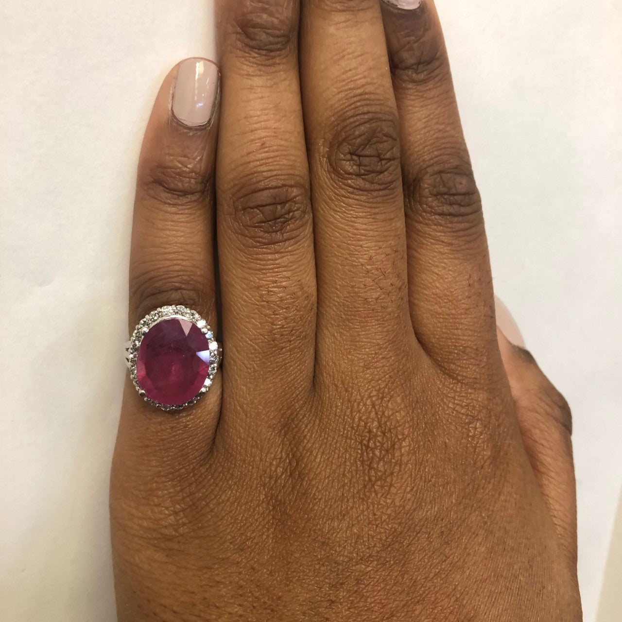 Pink Sapphire & Diamond Halo Cocktail Ring | 6.28ct, 0.66ctw | SZ 5 |