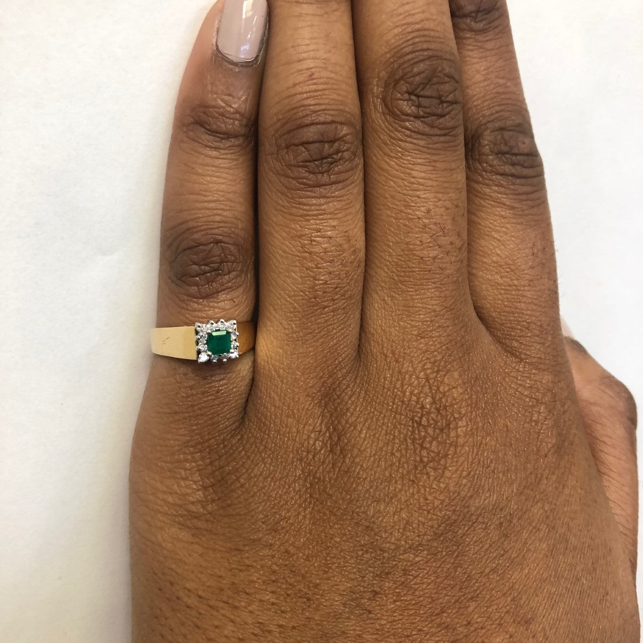 Emerald & Diamond Halo Ring | 0.31ct, 0.24ctw | SZ 6.5 |