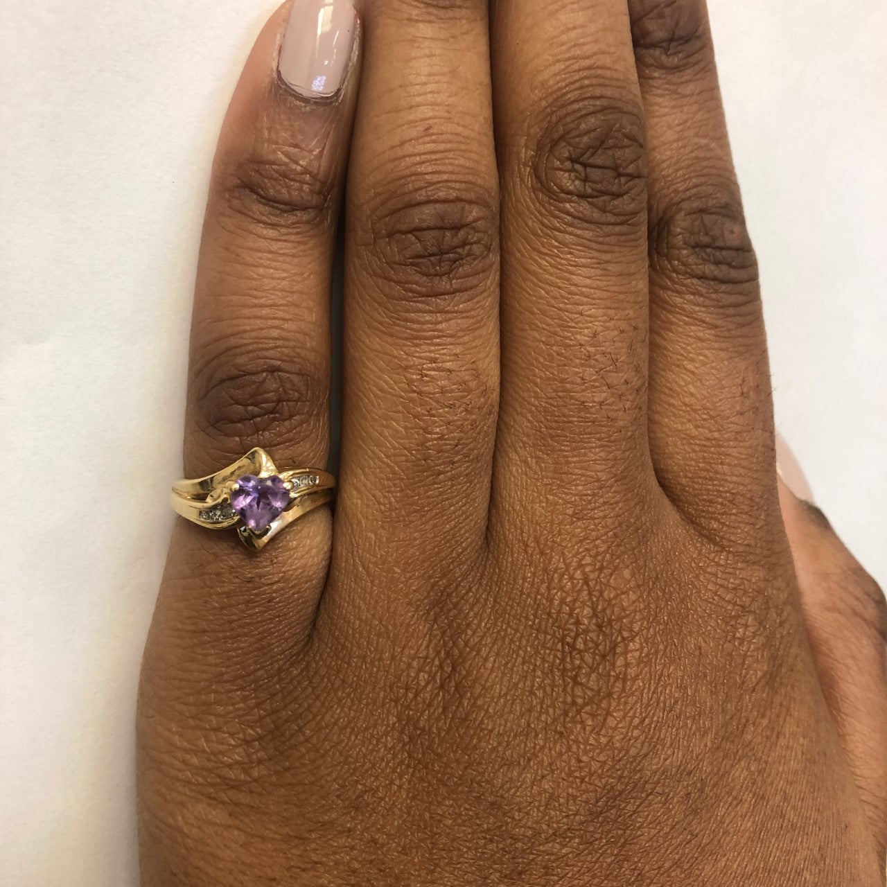 Heart Cut Amethyst & Diamond Bypass Ring | 0.80ct, 0.06ctw | SZ 5.25 |
