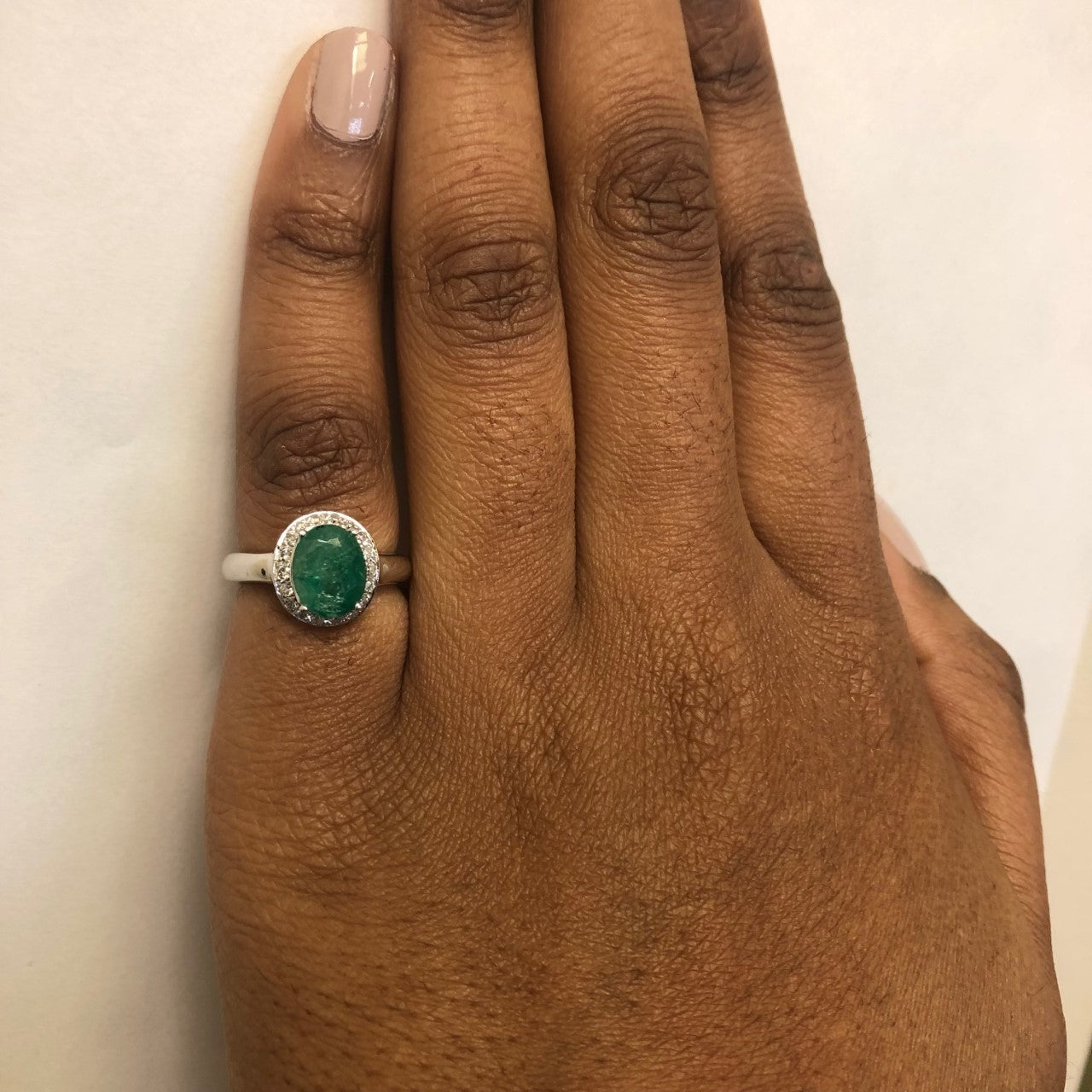 Emerald & Diamond Halo Engagement Ring | 1.60ct, 0.18ctw | SZ 5.5 |
