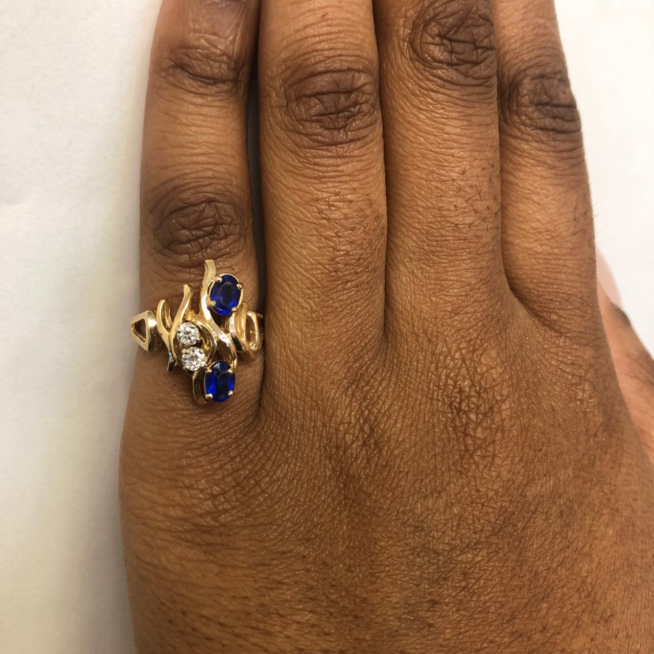 Doublet & Diamond Open Work Ring | 1.00ctw, 0.20ctw | SZ 6.5 |