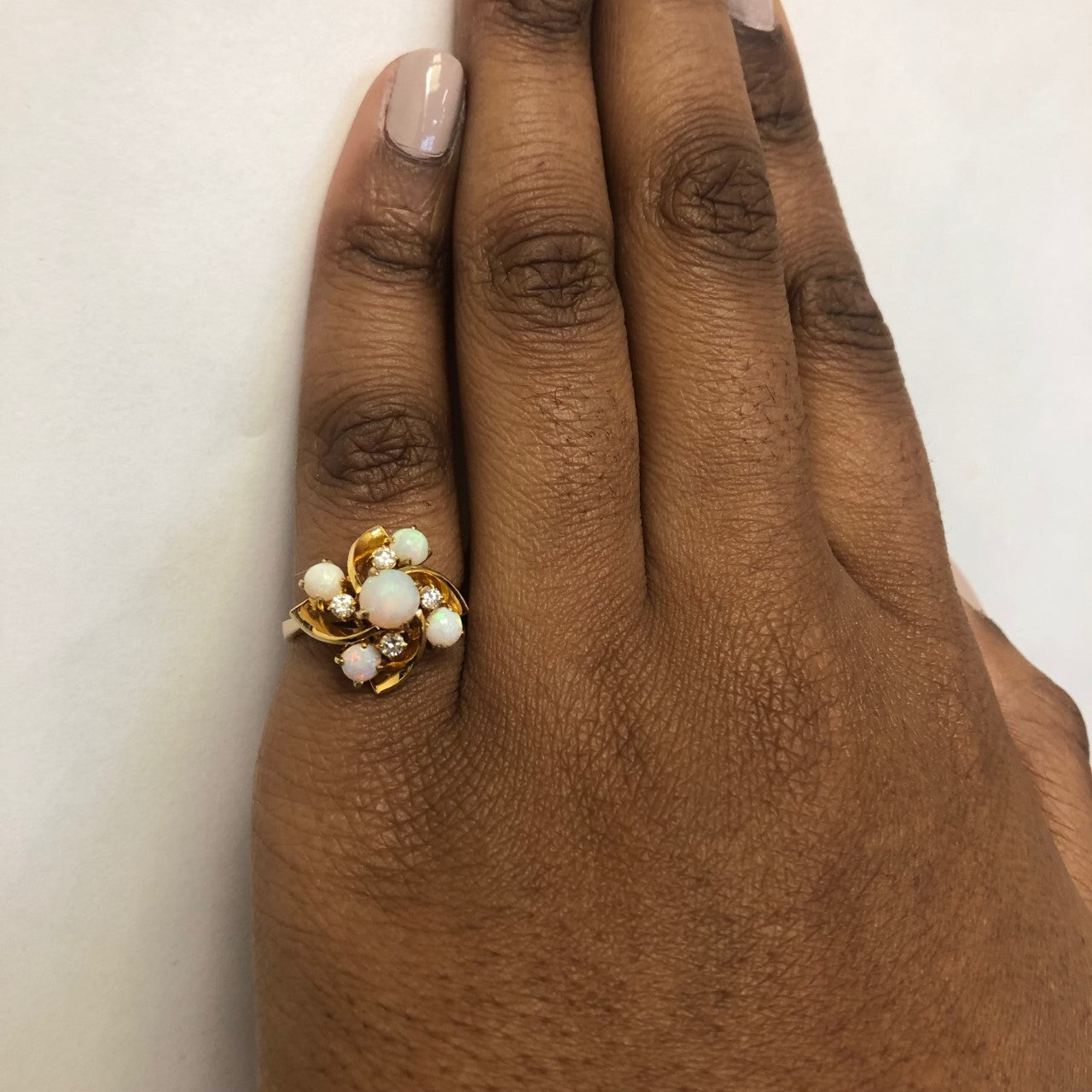 Opal & Diamond Pinwheel Ring | 1.00ctw, 0.14ctw | SZ 6.25 |