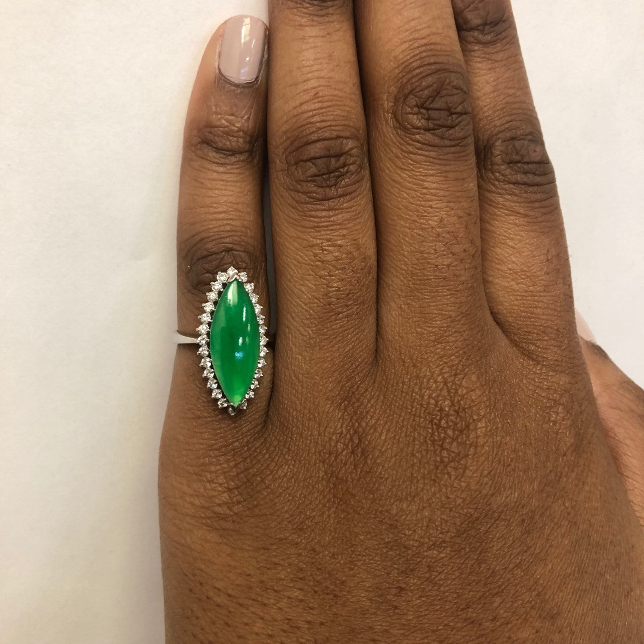 Marquise Jadeite & Diamond Halo Ring | 2.50ct, 0.42ctw | SZ 6.25 |