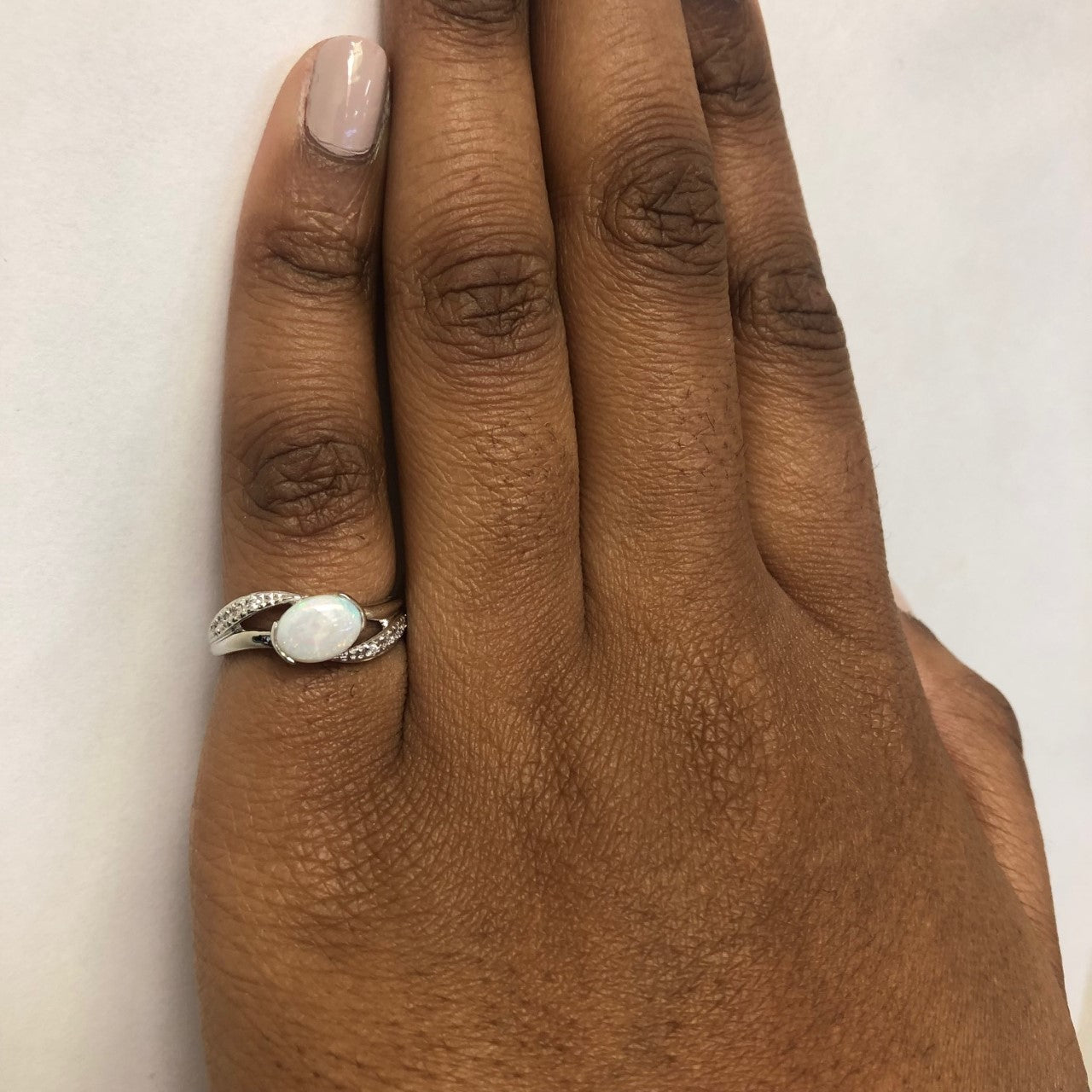 Opal & Diamond Split Shank Bypass Ring | 0.55ct, 0.08ctw | SZ 6.5 |