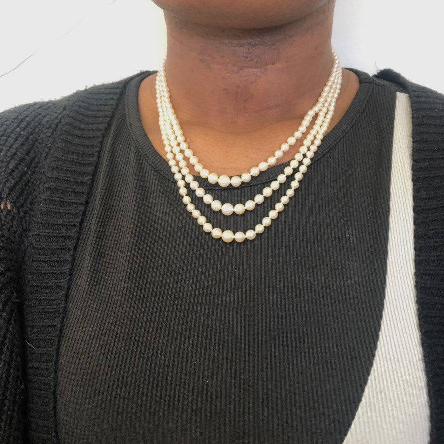 Three Strand Graduated Pearl Necklace | 20" |