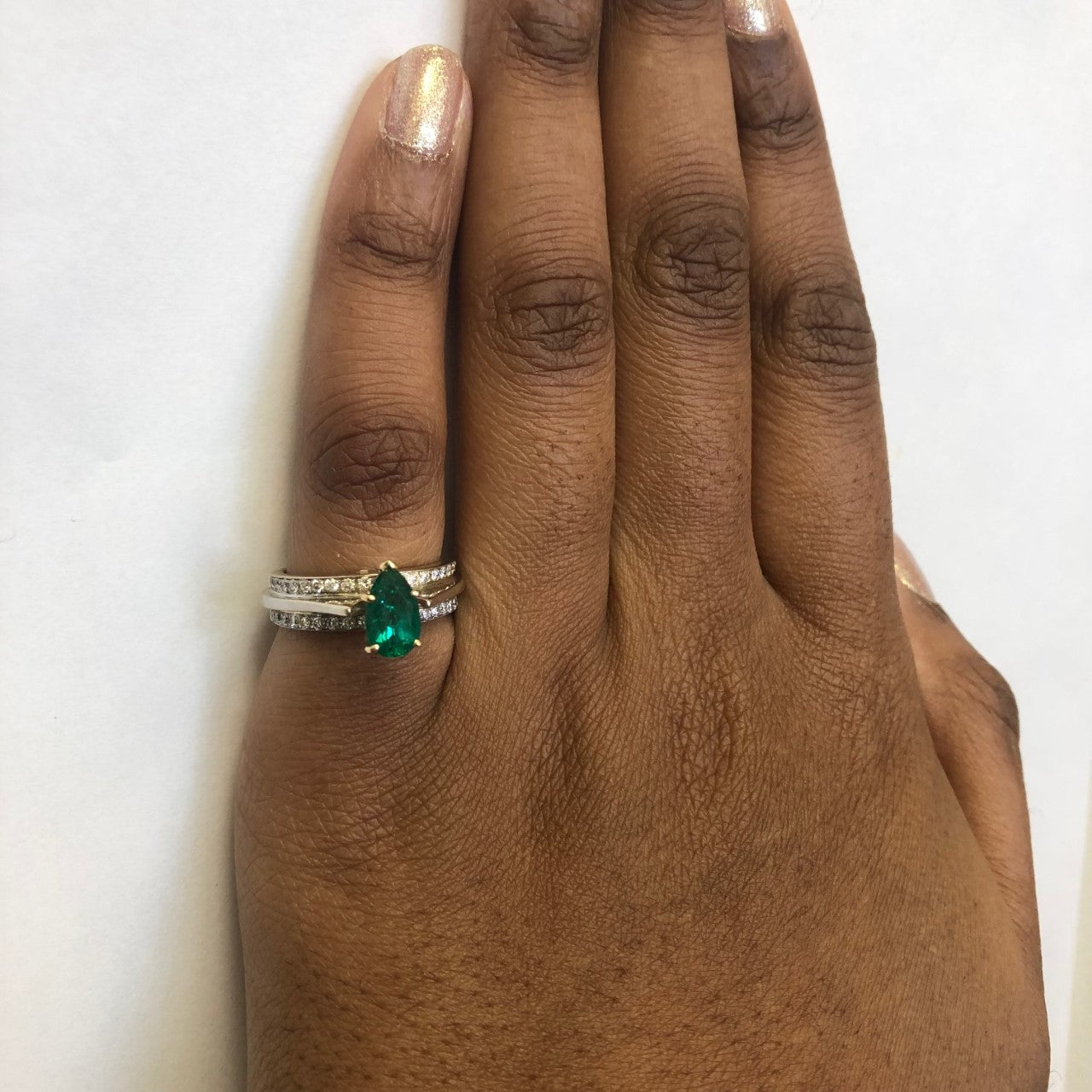 Bague de fiançailles émeraude et diamants | 1,25 ct, 0,46 ct au total | Taille 6,5 | 