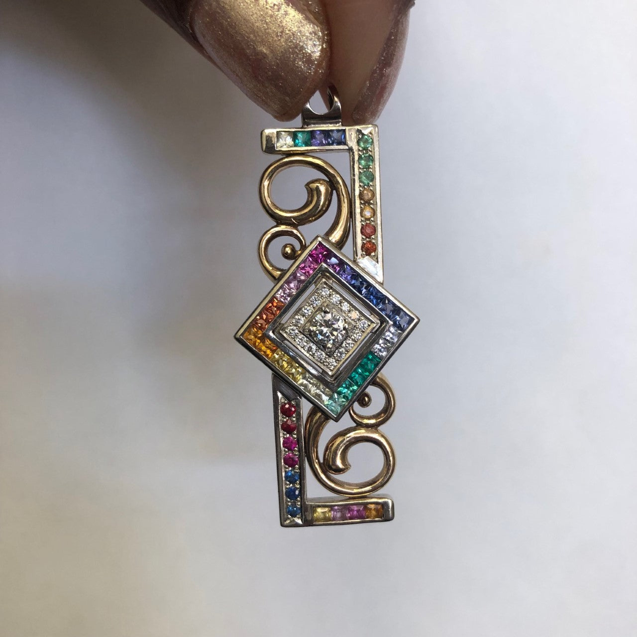 Multi Gem Geometric Pendant | 2.13ctw |