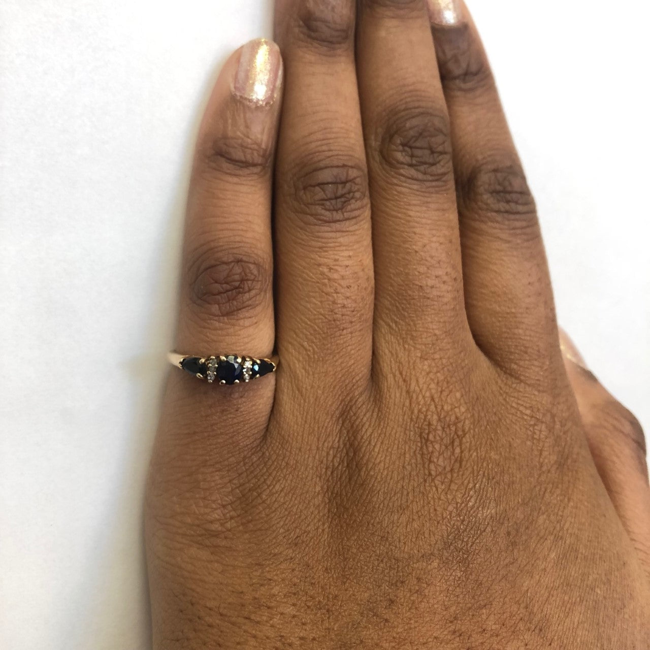 Three Stone Sapphire & Diamond Ring | 1.00ctw, 0.03ctw | SZ 7 |