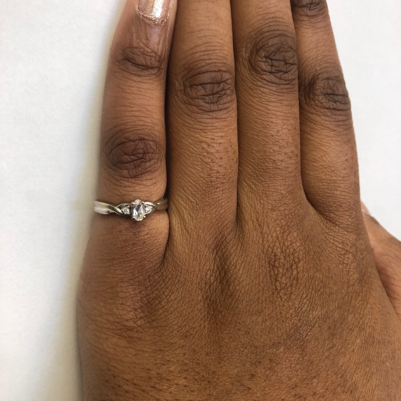 White Topaz & Diamond Twist Ring | 0.30ct, 0.03ctw | SZ 6 |