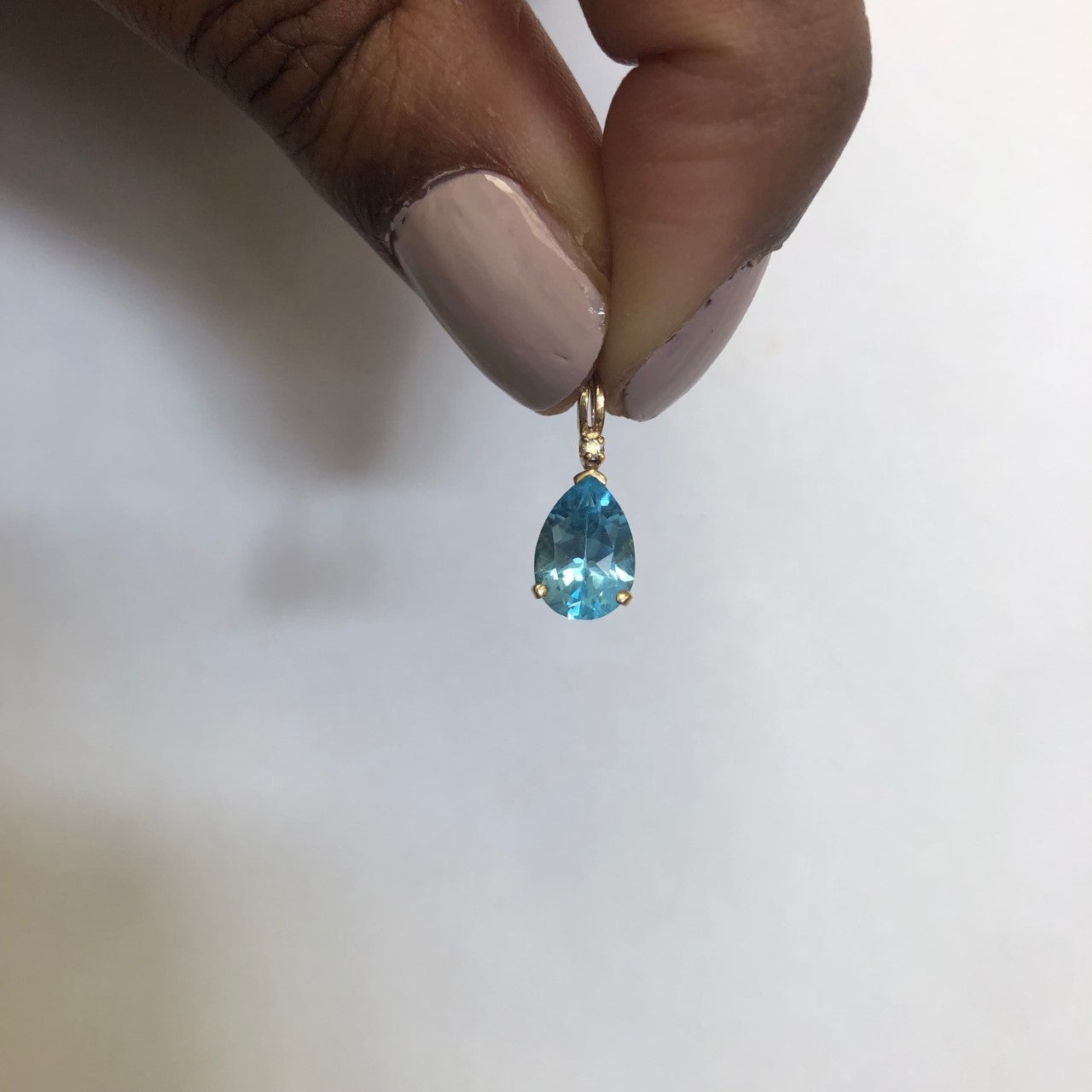 Blue Topaz & Diamond Drop Pendant | 2.33ct, 0.02ct |