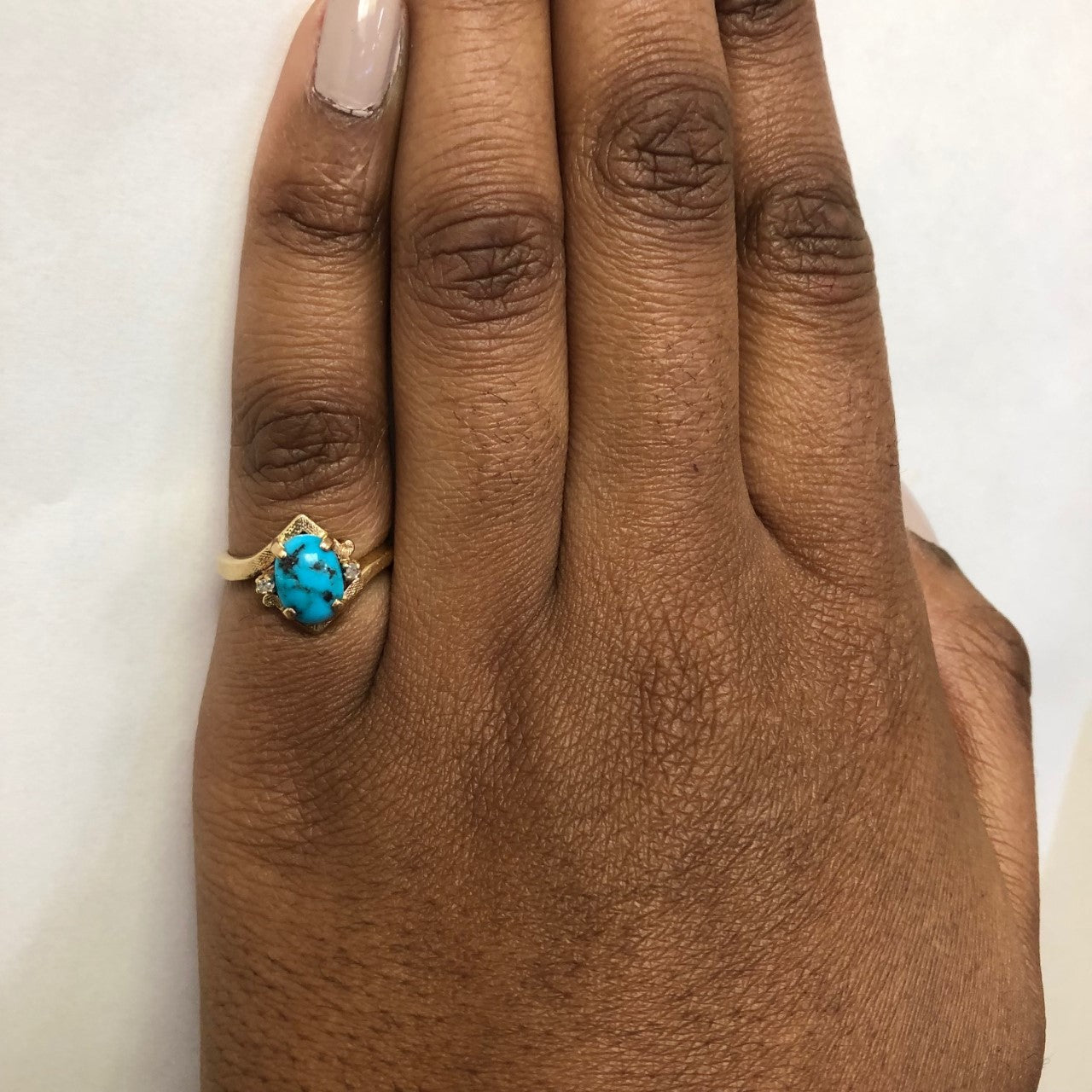 Turquoise & Diamond Bypass Ring | 1.25ct, 0.03ctw | SZ 6 |