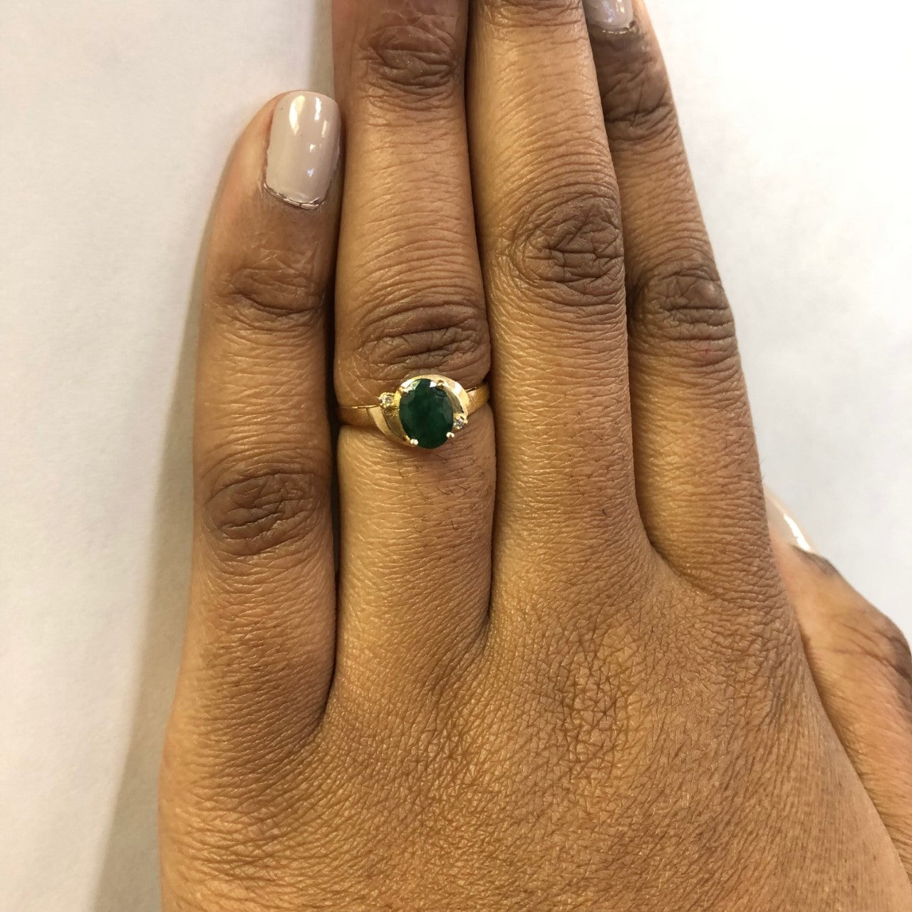 Emerald & Diamond Bypass Ring | 1.35ct, 0.01ctw | SZ 7.25 |