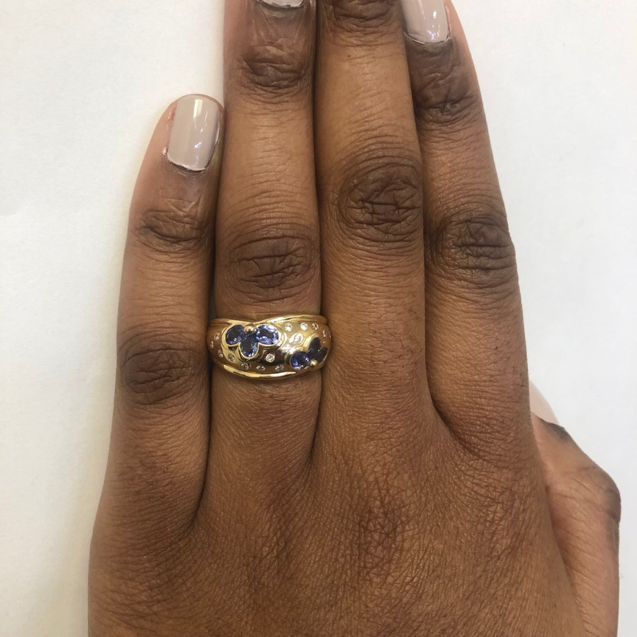 Tanzanite & Diamond Flower Petal Ring | 0.16ctw, 1.00ctw | SZ 8.25 |
