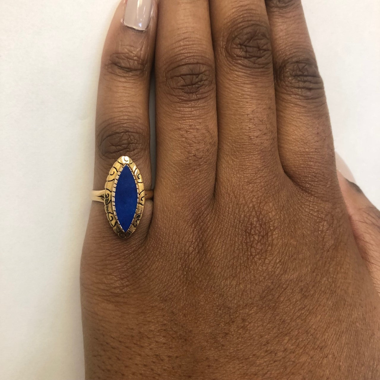 Bezel Set Marquise Lapis Lazuli Ring | 2.00ct | SZ 7 |