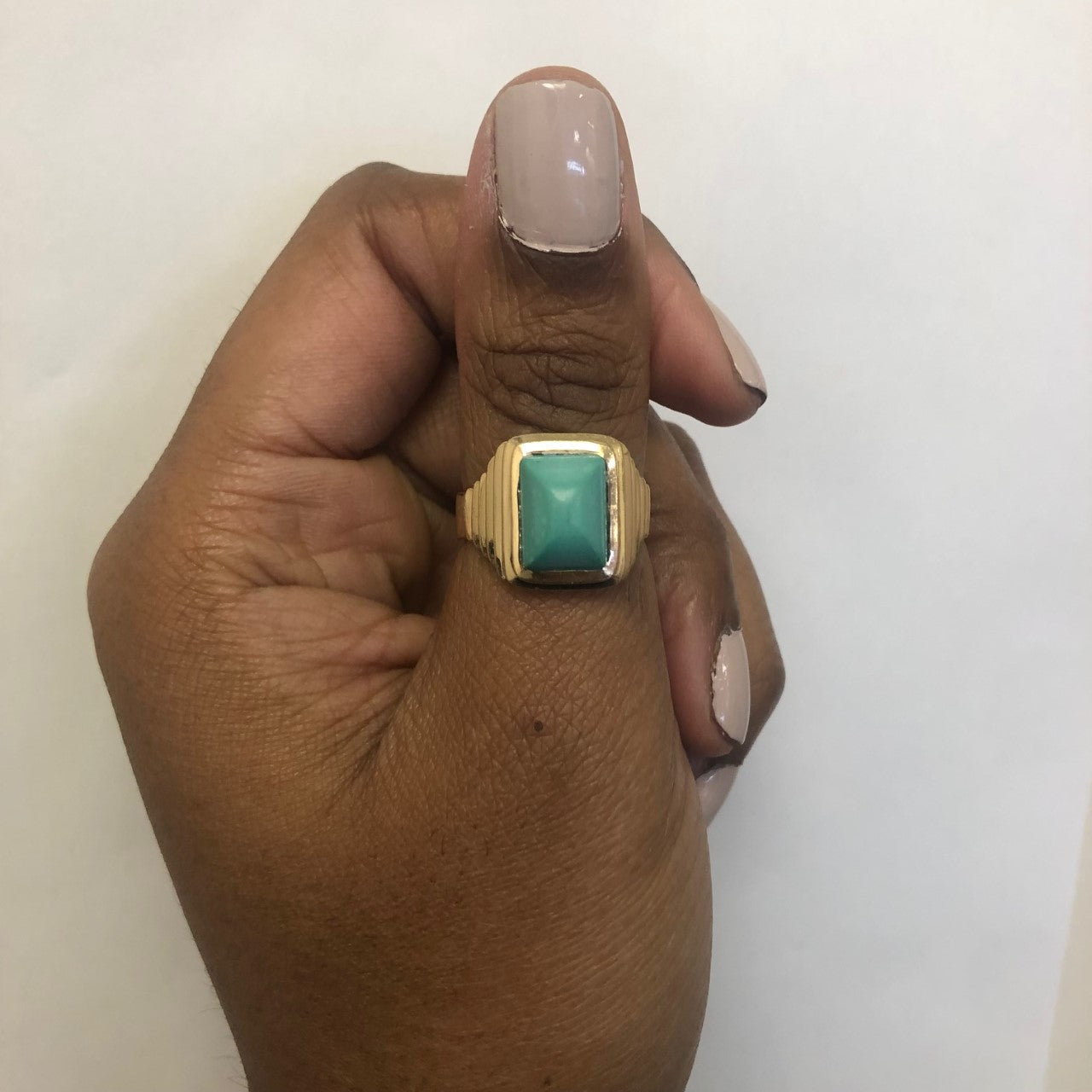 Ridged Solitaire Turquoise Ring | 5.00ct | SZ 10 |