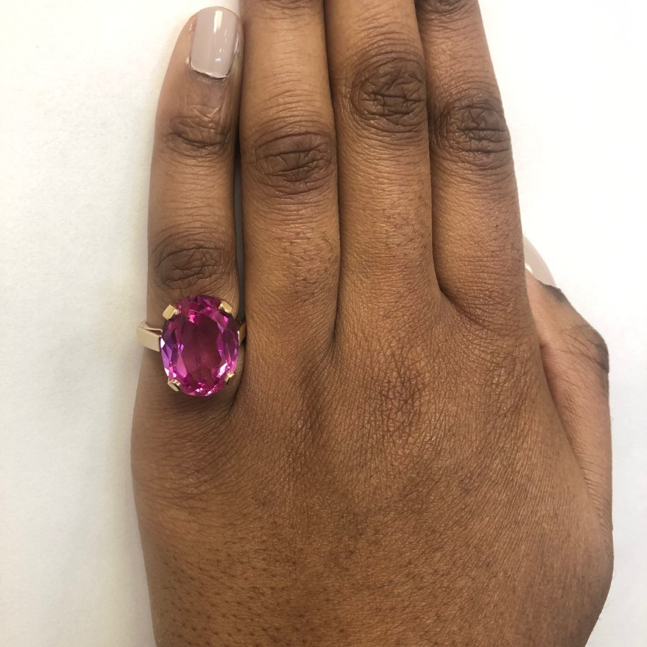 Solitaire Synthetic Pink Sapphire Ring | 15.0ct | SZ 5 |