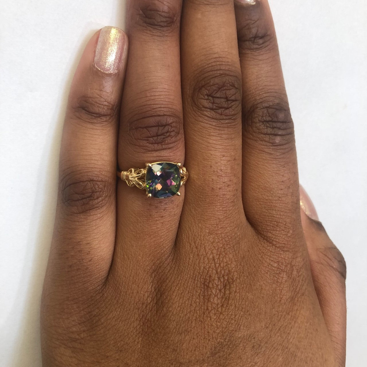 Ornate Split Shank Mystic Topaz Ring | 6.00ct | SZ 8 |