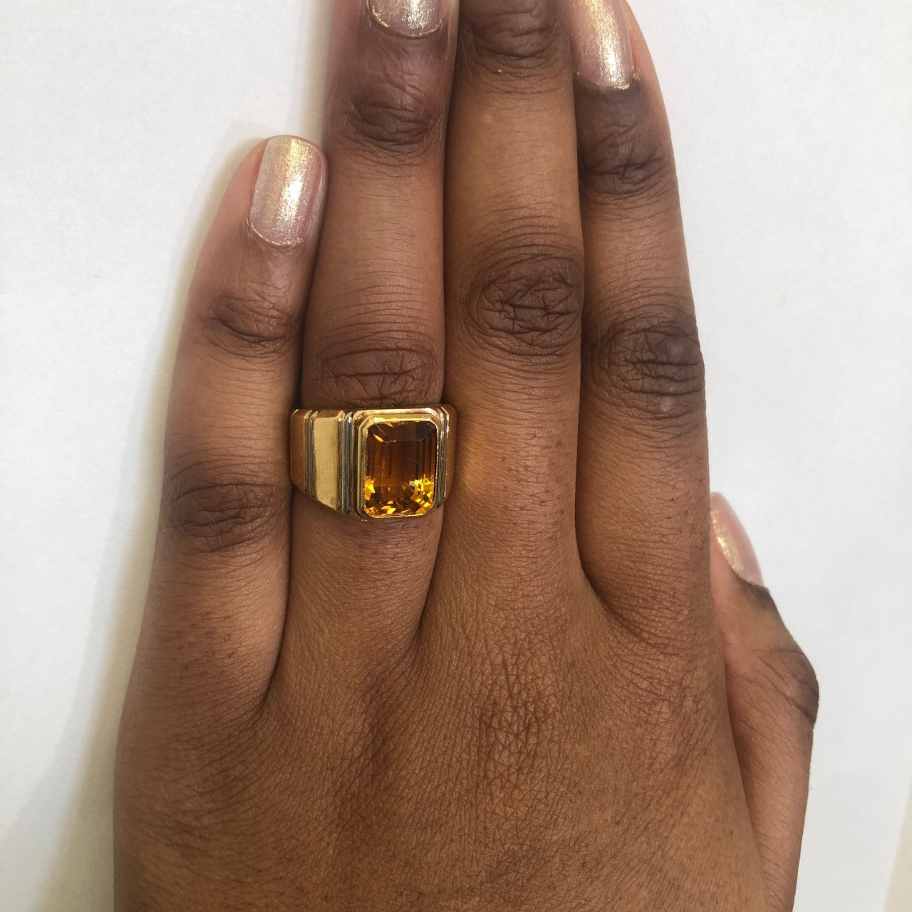 Bezel Set Citrine Ring | 7.00ct | SZ 8 |