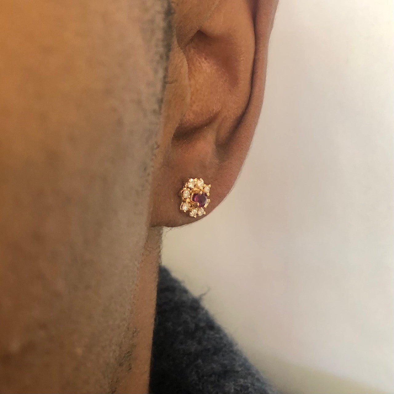 Ruby & Diamond Pinwheel Stud Earrings | 0.40ctw, 0.32ctw |