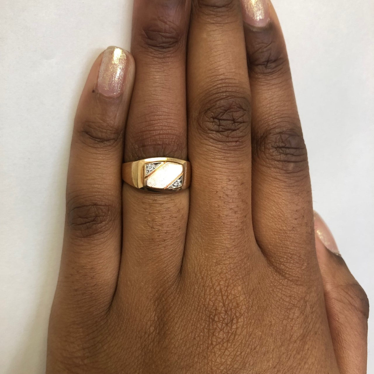 Diamond Flat Edge Ring | 0.03ctw | SZ 7.5 |